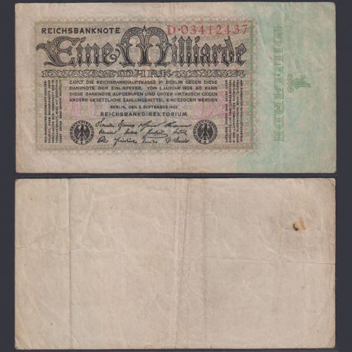 Deutsches Reich 1 Mrd. Mark DEU-131a Ro.111a P#114 Reichsbank 05.09.1923
