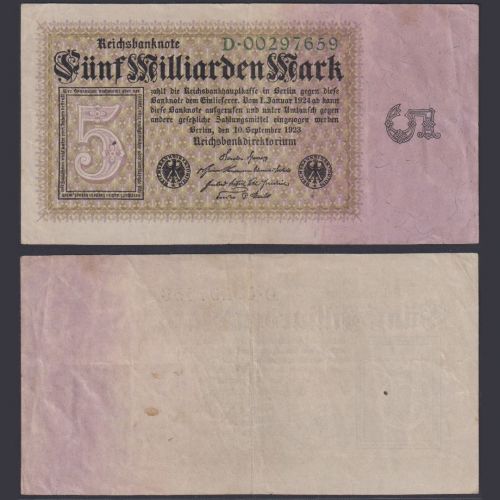 Deutsches Reich 5 Mrd. Mark DEU-132a Ro.112a P#115 Reichsbank 10.09.1923