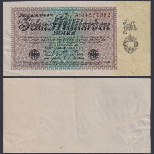 Deutsches Reich 10 Mrd. Mark DEU-134a Ro.113a P#116 Reichsbank 15.09.1923