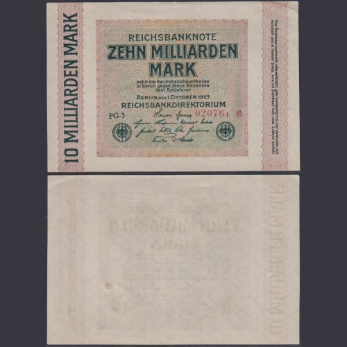 Deutsches Reich 10 Mrd. Mark DEU-136a/a Ro.114f P#117 Reichsbank 01.10.1923