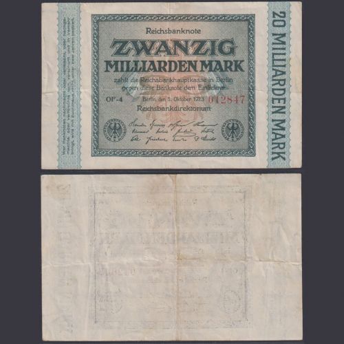 Deutsches Reich 20 Mrd. Mark DEU-137g Ro.115b P#118 Reichsbank 01.10.1923