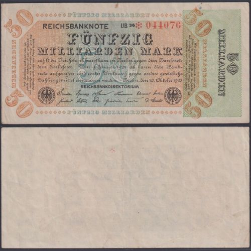 Deutsches Reich 50 Mrd. Mark DEU-142a Ro.117d P#120 Reichsbank 10.10.1923