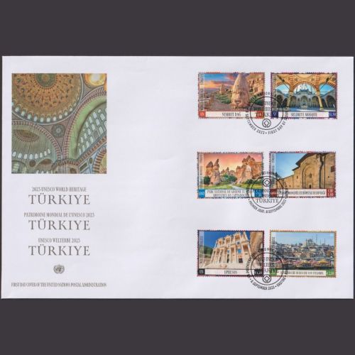 UNO Trio Brief | FDC 2023 | Welterbe Türkei | Genf Wien New York