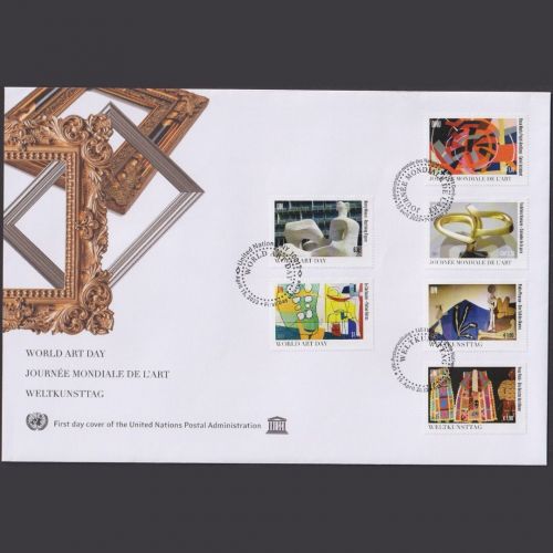 UNO Trio Brief | FDC 2023 | Welttag der Kunst | Genf Wien New York