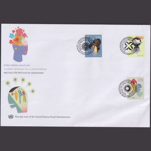 UNO Trio Brief | FDC 2023 | Welttag der psychischen Gesundheit | Genf Wien New York