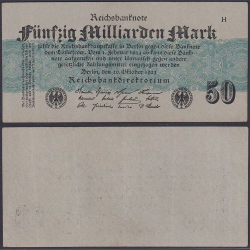 Deutsches Reich 50 Mrd. Mark DEU-148a Ro.122b P#125 Reichsbank 26.10.1923