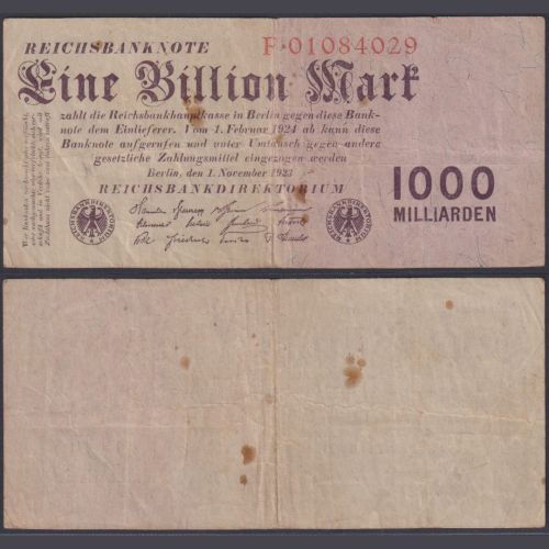 Deutsches Reich 1 Billion Mark DEU-155a Ro.126a P#129 Reichsbank 1.11.1923