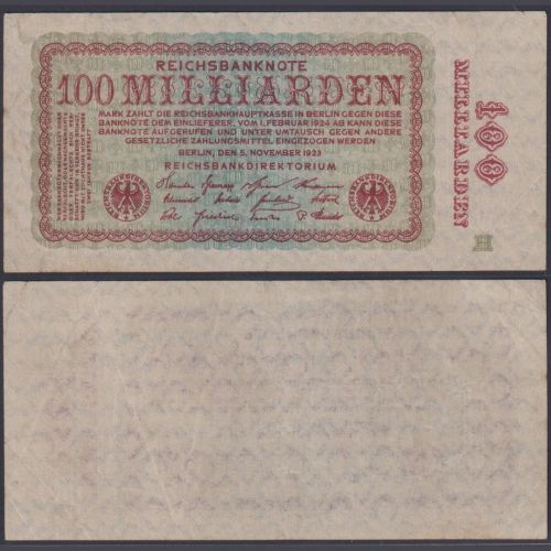 Deutsches Reich 100 Mrd. Mark DEU-161b Ro.130b P#133 Reichsbank 5.11.1923
