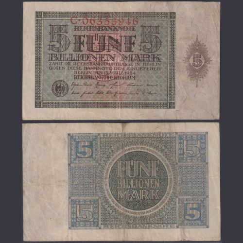 Deutsches Reich 5 Billionen Mark DEU-172 Ro.138 P#141 Reichsbank 15.03.1924
