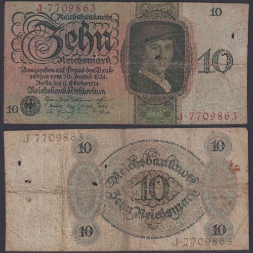 Deutsches Reich 10 Reichsmark DEU-173a Ro.168a P#175 G/J Deutsche Reichsbank