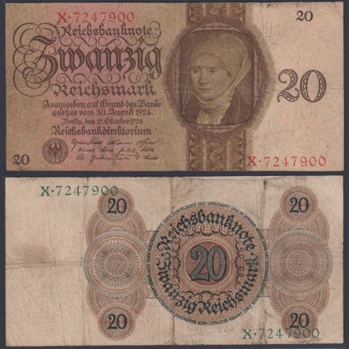 Deutsches Reich 20 Reichsmark DEU-174 Ro.169 P#176 M/X Deutsche Reichsbank