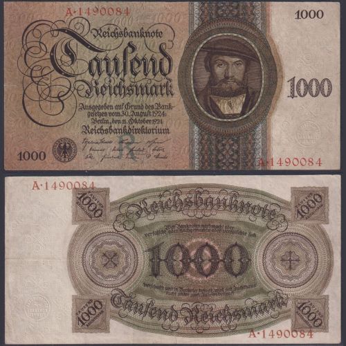 Deutsches Reich 1000 Reichsmark DEU-178a Ro.172a P#179 R/A Deutsche Reichsbank