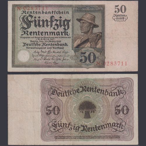 Deutsches Reich 50 Rentenmark DEU-207 Ro.162 P#171 Deutsche Rentenbank