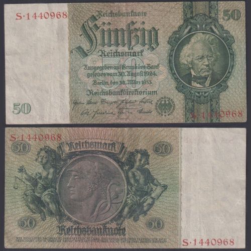 Deutsches Reich 50 Reichsmark DEU-210c Ro.175c P#182 F/O Deutsche Reichsbank