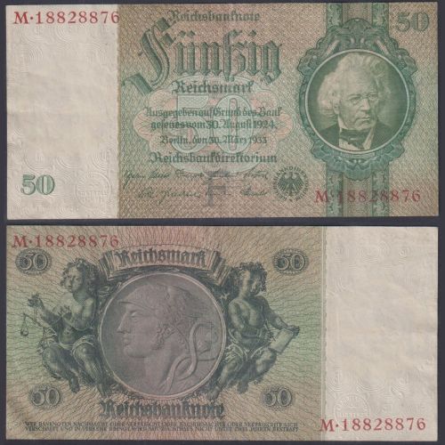 Deutsches Reich 50 Reichsmark DEU-210a Ro.175a P#182 Z/S Deutsche Reichsbank