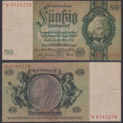 Deutsches Reich 50 Reichsmark DEU-210b Ro.175b P#182 F/M Deutsche Reichsbank