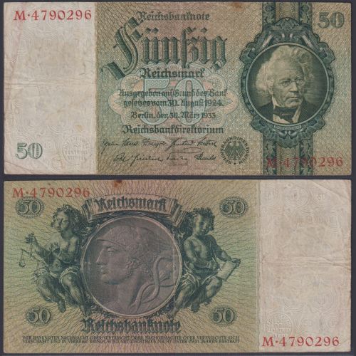 Deutsches Reich 50 Reichsmark DEU-210a Ro.175a P#182 E/M Deutsche Reichsbank