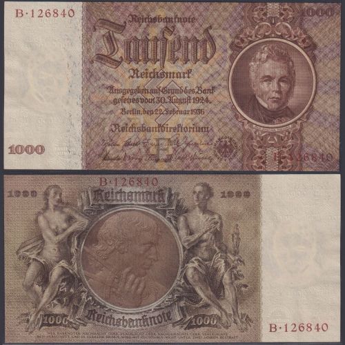 Deutsches Reich 1000 Reichsmark DEU-212 Ro.177 P#184 E/B Deutsche Reichsbank