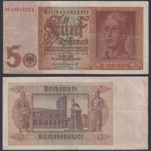 Deutsches Reich 5 Reichsmark DEU-220b Ro.179b P#186 P/M Deutsche Reichsbank