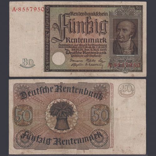 Deutsches Reich 50 Rentenmark DEU-221 Ro.165 P#172 Deutsche Rentenbank