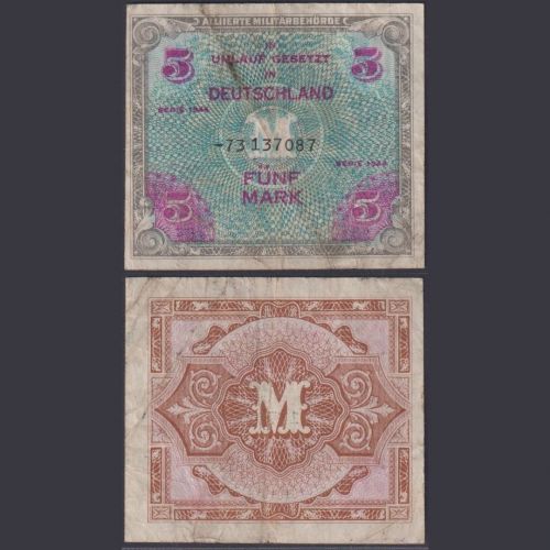 Alliierte Militärbehörde 5 Mark AMB-3d Ro.202d P#193 1944 Alliierte Besatzung