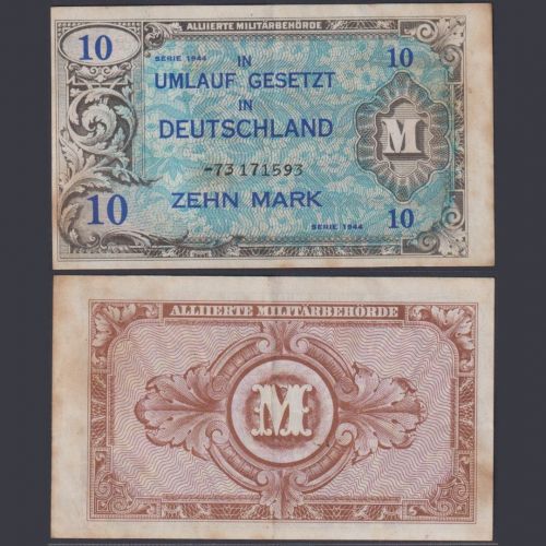 Alliierte Militärbehörde 10 Mark AMB-4d Ro.203d P#193 1944 Alliierte Besatzung