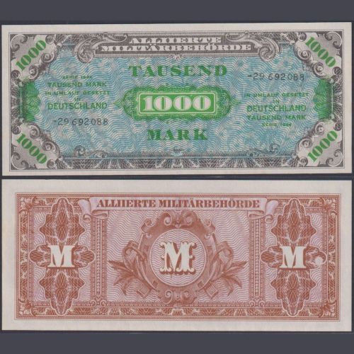Alliierte Militärbehörde 1000 Mark AMB-8c Ro.207c P#198 1944 Alliierte Besatzung