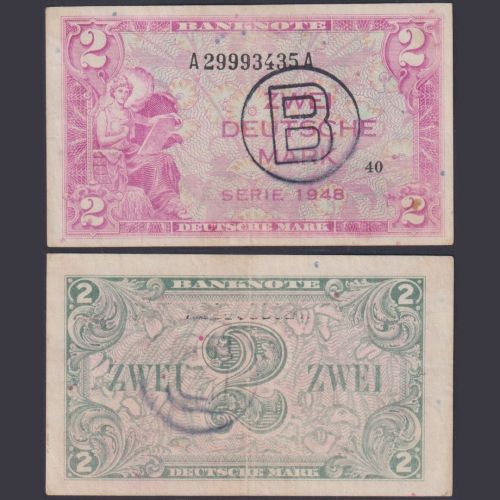 Westberlin Ausgaben 2 DM WBZ-15a Ro.235a P#3b-d A/A 1948 Bank Deutscher Länder