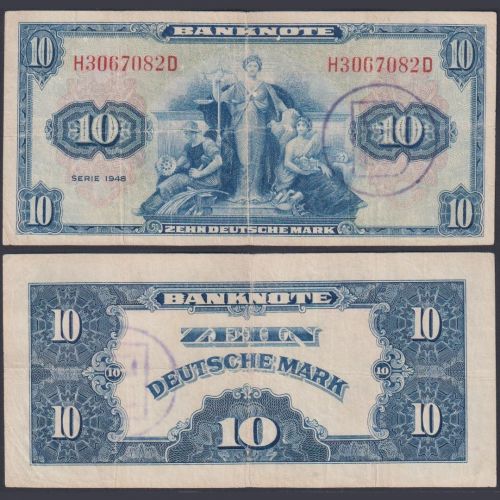Westberlin Ausgaben 10 DM WBZ-17a Ro.239a P#5b-d A/A 1948 Bank Deutscher Länder