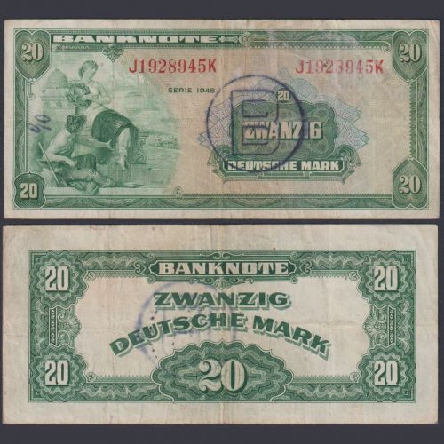 Westberlin Ausgaben 20 DM WBZ-18a Ro.241a P#6b-d 1948 Bank Deutscher Länder