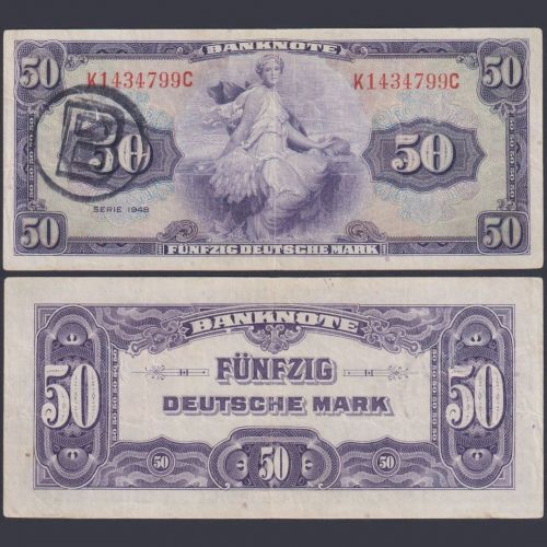 Westberlin Ausgaben 50 DM WBZ-19a Ro.243a P#7b-d 1948 Bank Deutscher Länder