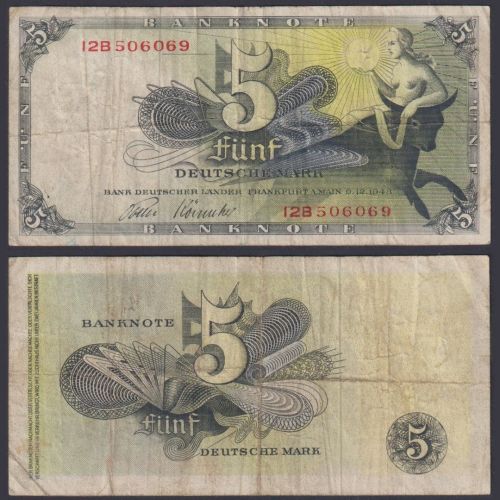 Bank Deutscher Länder 5 DM BRD-1e Ro.252c P#13 1948 Bundesrepublik