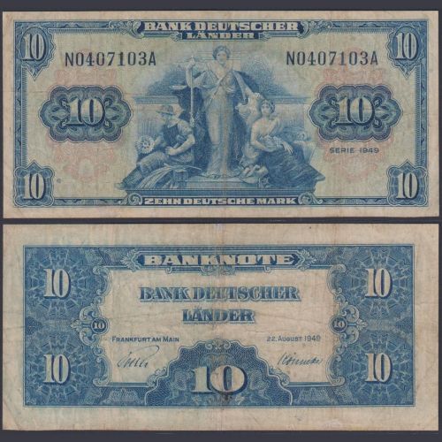 Bank Deutscher Länder 10 DM BRD-4 Ro.258 P#16a 1949 Bundesrepublik