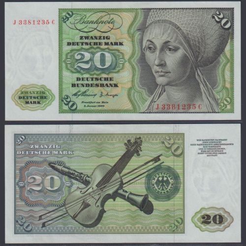 Deutsche Bundesbank 20 DM BRD-8b Ro.264b P#20 J/C 1960 Bundesrepublik