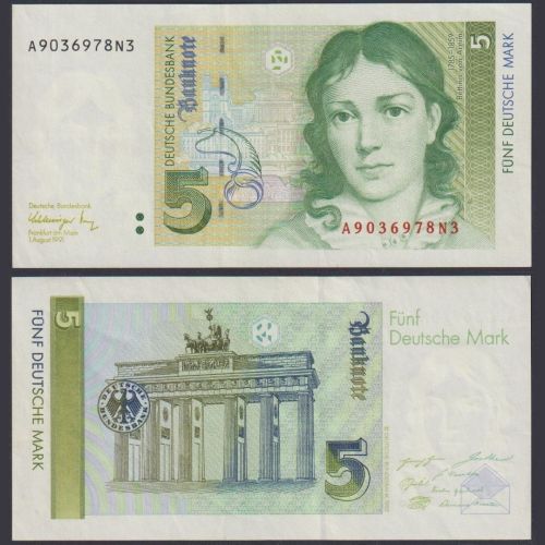 Deutsche Bundesbank 5 DM BRD-40a Ro.296a P#37 A/N 1991 Bundesrepublik