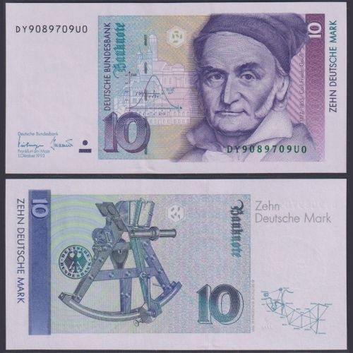 Deutsche Bundesbank 10 DM BRD-47 Ro.303 P#38c DY/U 1993 Bundesrepublik