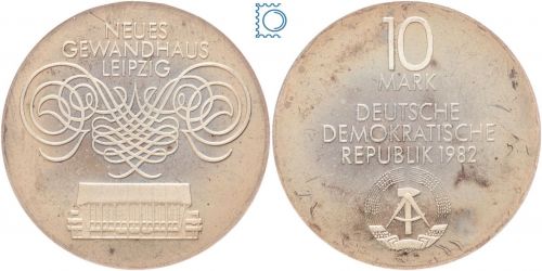 DDR 10 Mark 1982 - Neues Gewandhaus Leipzig - aus PP - J.1583
