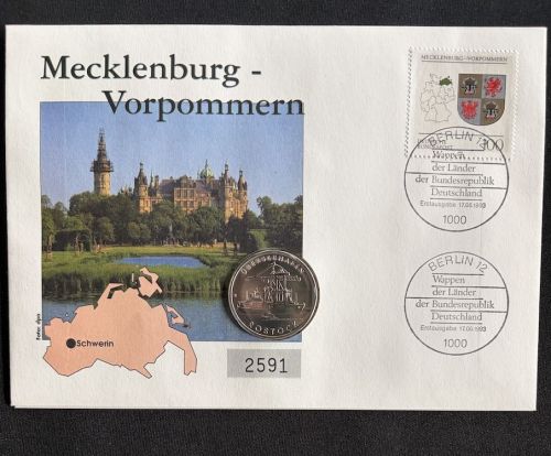 DDR Numisbrief 5 Mark Rostock 1988 | Mecklenburg-Vorpommern 1993 | Worbes 197