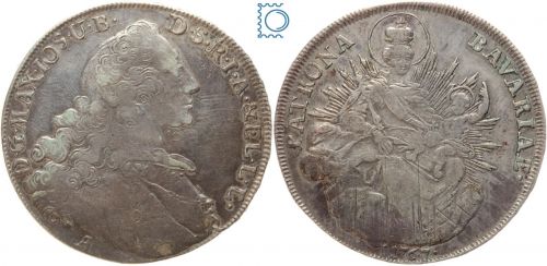 Bayern, Maximilian III. Joseph, 1 Taler 1767, Madonnentaler, Silber