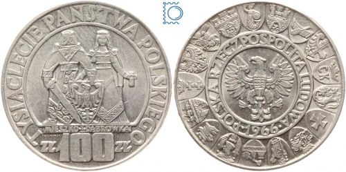Polen 100 Zloty 1966 MW | 1000 Jahre Polen