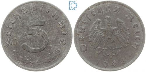 Deutschland Alliierte Besetzung, 5 Pfennig 1948 A, J. 374