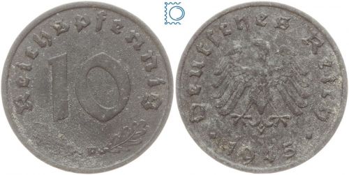 Deutschland Alliierte Besetzung, 10 Pfennig 1945 F, J. 375