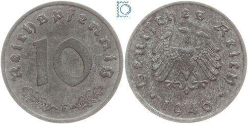 Deutschland Alliierte Besetzung, 10 Pfennig 1946 F, J. 375