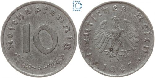 Deutschland Alliierte Besetzung, 10 Pfennig 1947 A, J. 375