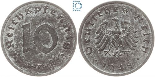 Deutschland Alliierte Besetzung, 10 Pfennig 1948 F, J. 375