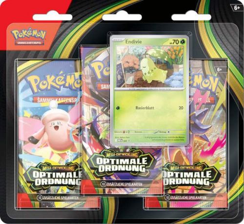 Pokemon OPTIMALE ORDNUNG 3-Pack-Blister Endivie | Deutsch OVP Neu Händler