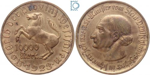 Notgeld Westfalen, 10.000 Mark 1923, Minister von Stein, Jäger N20a