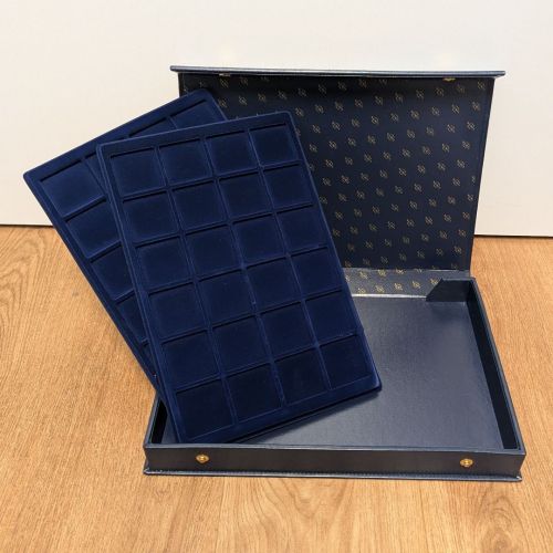 Leuchtturm Münzkassette Blau mit 2 Tableaus - Platz für bis zu 6 Münztableaus