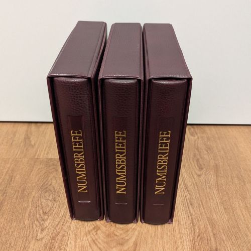 3 x PHILSWISS Krause Ringbinder - wattiert rot - Aufdruck Numisbriefe