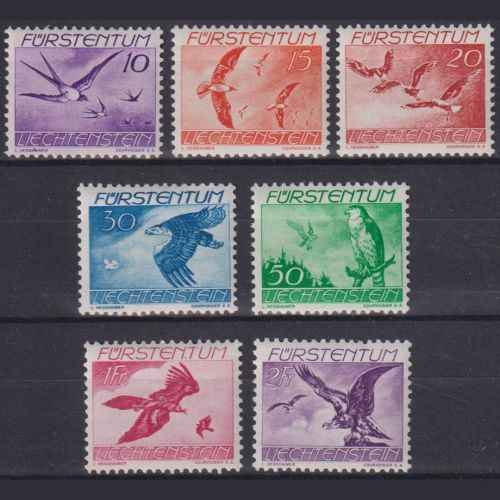 Liechtenstein 1939 - MiNr. 173-179 postfrisch - Flupost Vögel